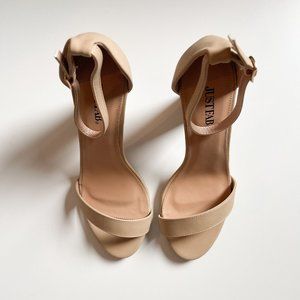 NUDE HEELS, JUST FAB, SIZE 9